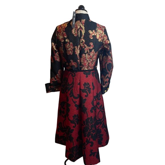 Samuel Dong Womens Coat Size Small Multicolor Brocade Pockets Floral New - Picture 3 of 13
